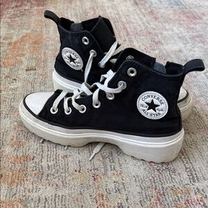 Youth Converse Black and White Platform High-Tops